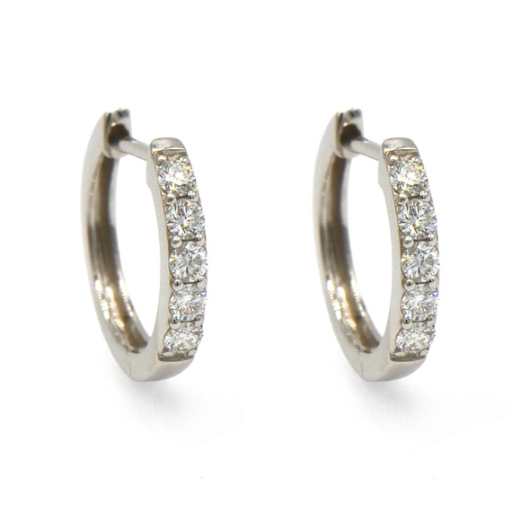 18k White Gold Diamond Hoop Earrings
